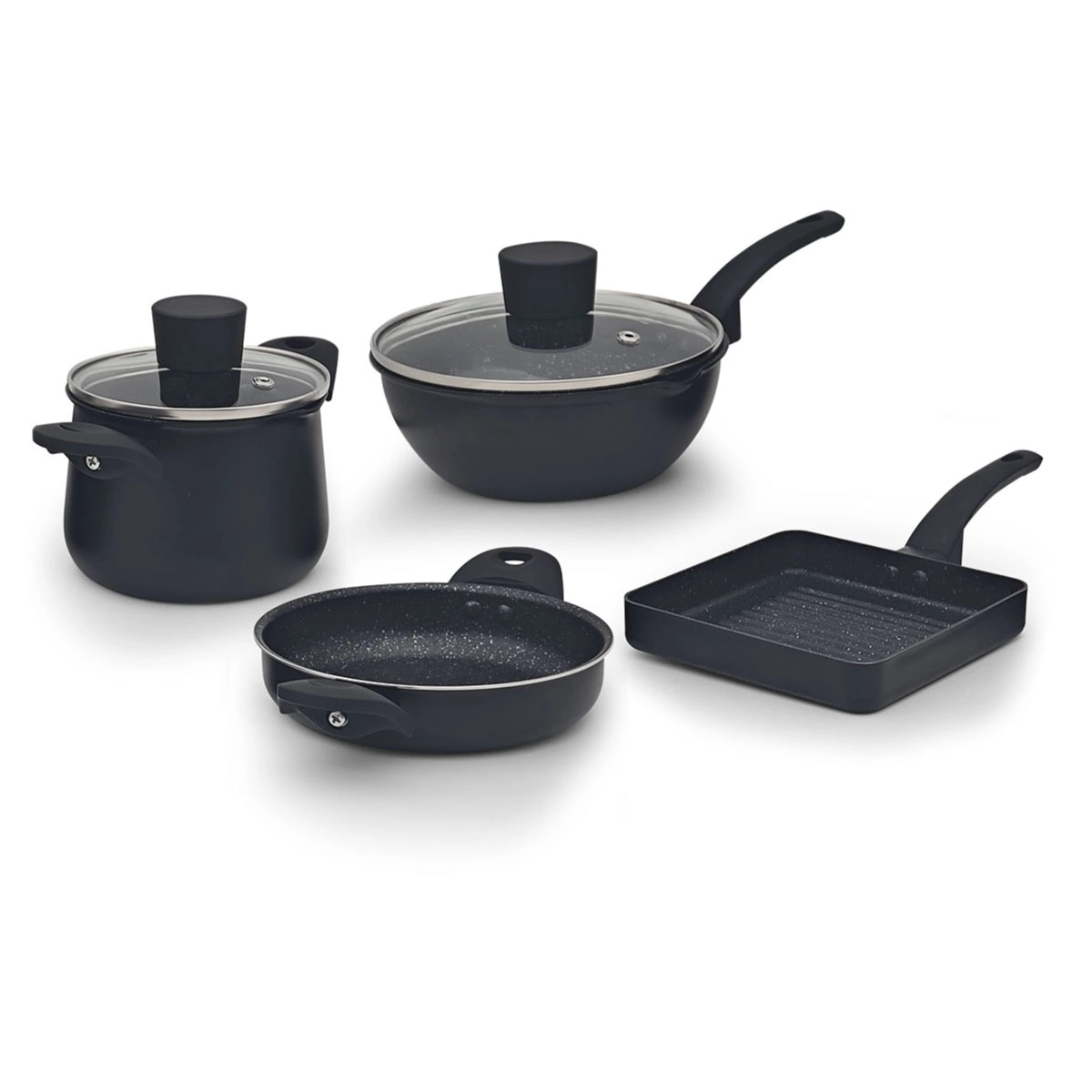 SET Mini Premium 6 Piezas Antiadherente Marmolizado Granito MKMINSET6B