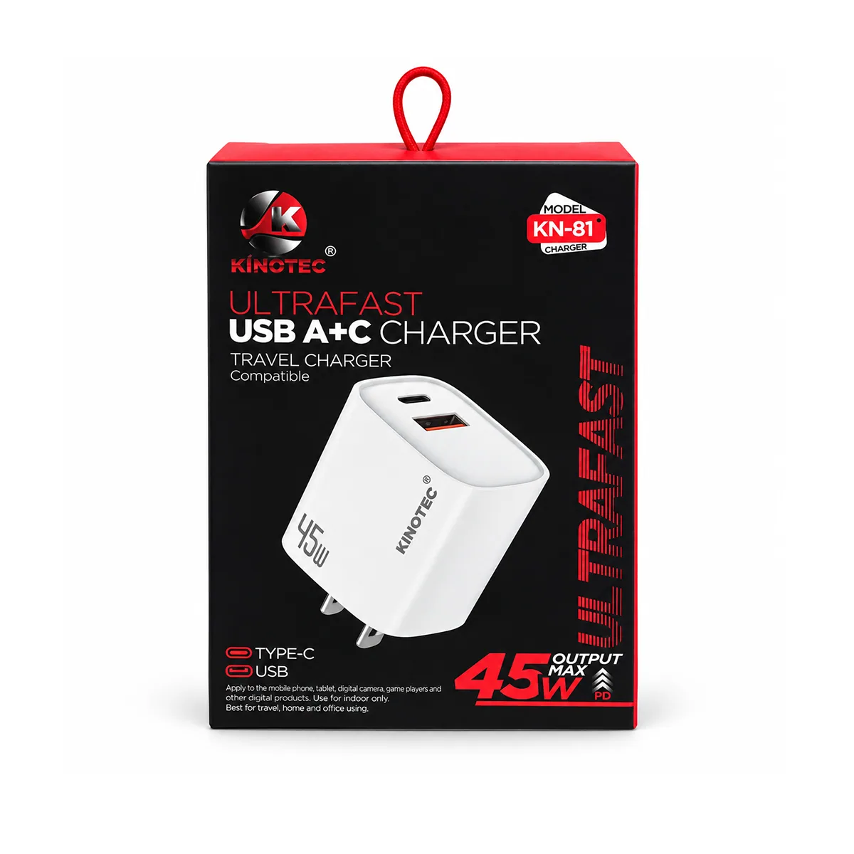 Cabeza Carga 45W USB a + USB C