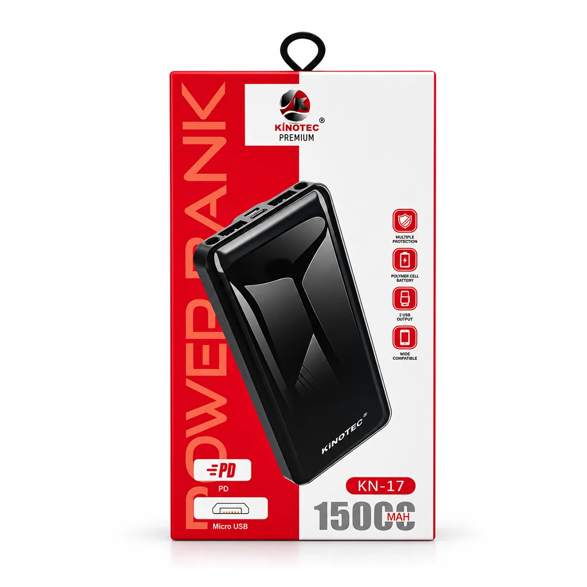 Powerbank Panel Digital 15000MAH Negra