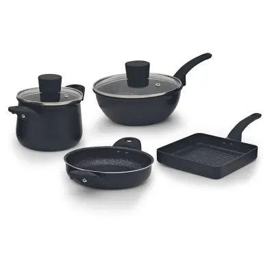 SET Mini Premium 6 Piezas Antiadherente Marmolizado Granito MKMINSET6B